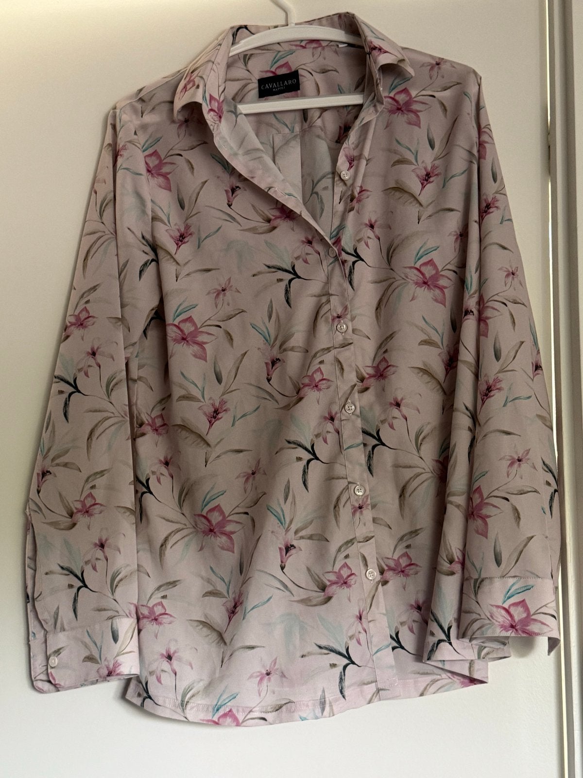 Cavallaro Napoli Blouse met bloemenprint - Maat 42, Ophalen of Verzenden, Gedragen, Maat 42/44 (L), Roze