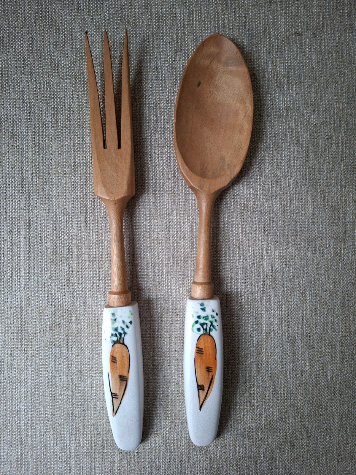 Vintage houten slabestek met wortel decoratie, 28 cm, Ophalen of Verzenden