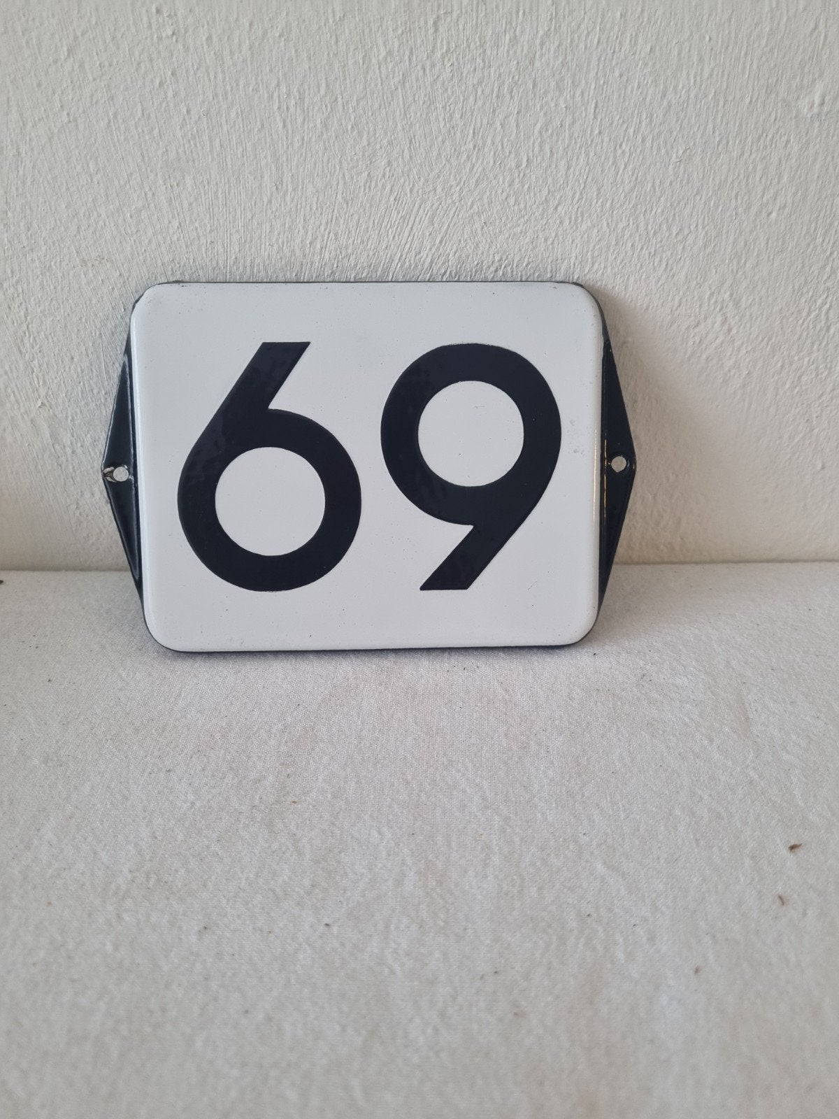 Vintage geëmailleerd huisnummer 69, Ophalen of Verzenden