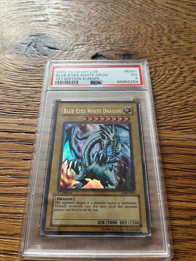 Yu-Gi-Oh PSA kaarten LOB/LON Blue eyes white dragon etc, Ophalen of Verzenden, Gebruikt, Meerdere kaarten, Foil