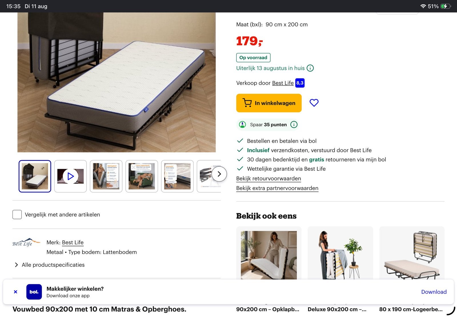 Vouwbed met stevige spiraal bodem!!!!!, Ophalen, 90 cm, Eenpersoons, Nieuw