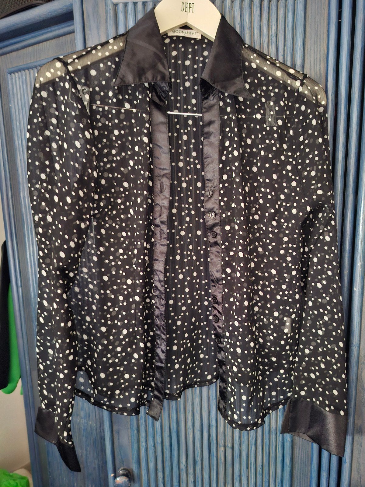 Zwarte dames blouse met stippen - Maat L, Zwart, Maat 42/44 (L), Ophalen of Verzenden, Dept Moonlight