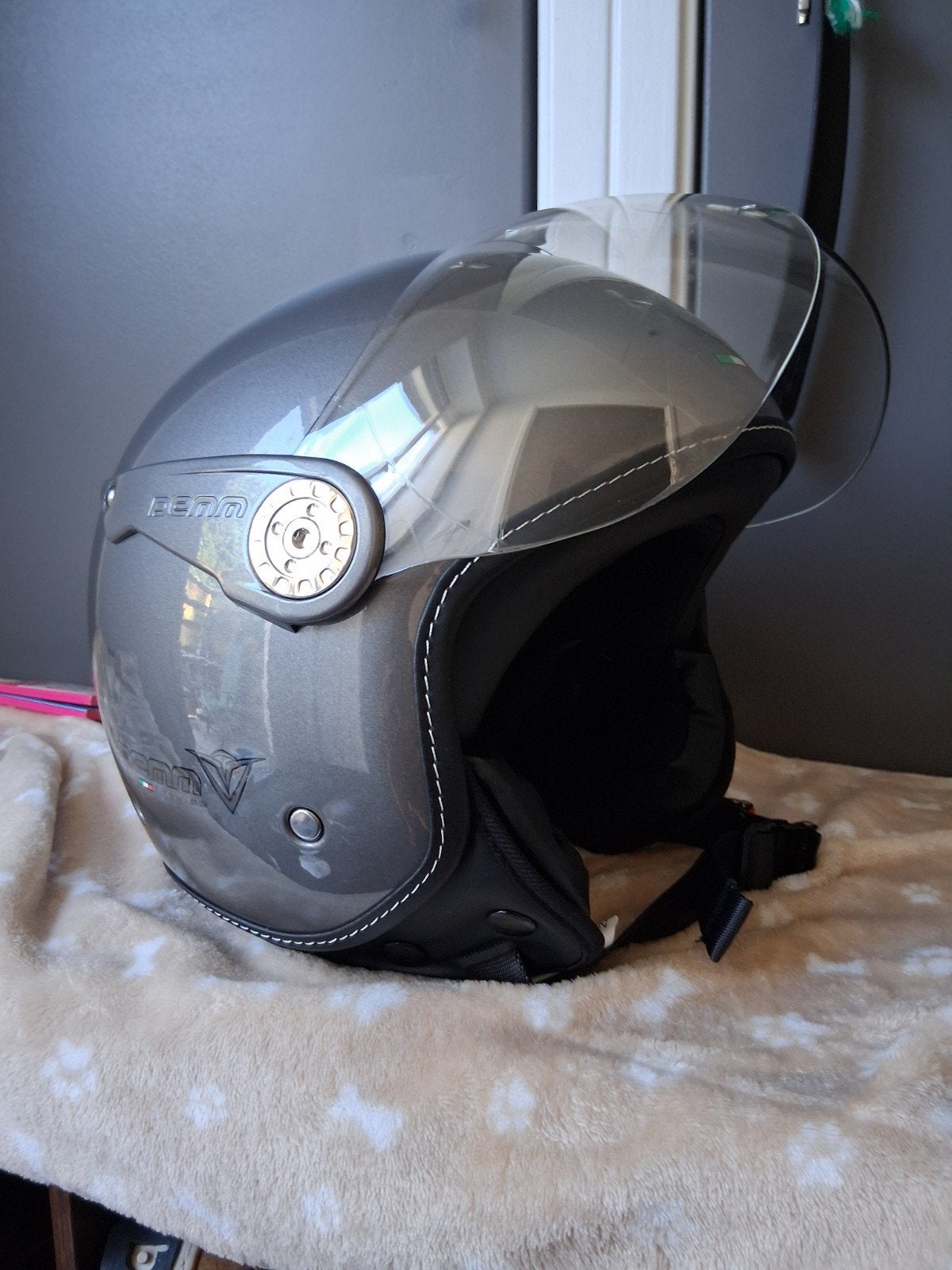 Nieuwe DEMM Fashion Jethelm - Titanium/Grijs - Maat M, Motoren, M, Dames, Jethelm, Ophalen