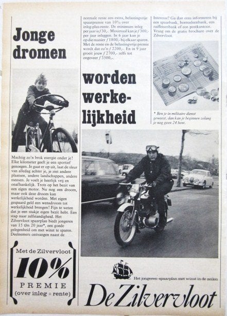 9 vintage advertenties reclames Geld Sparen 1967-69, Ophalen of Verzenden, Gebruikt, Overige typen