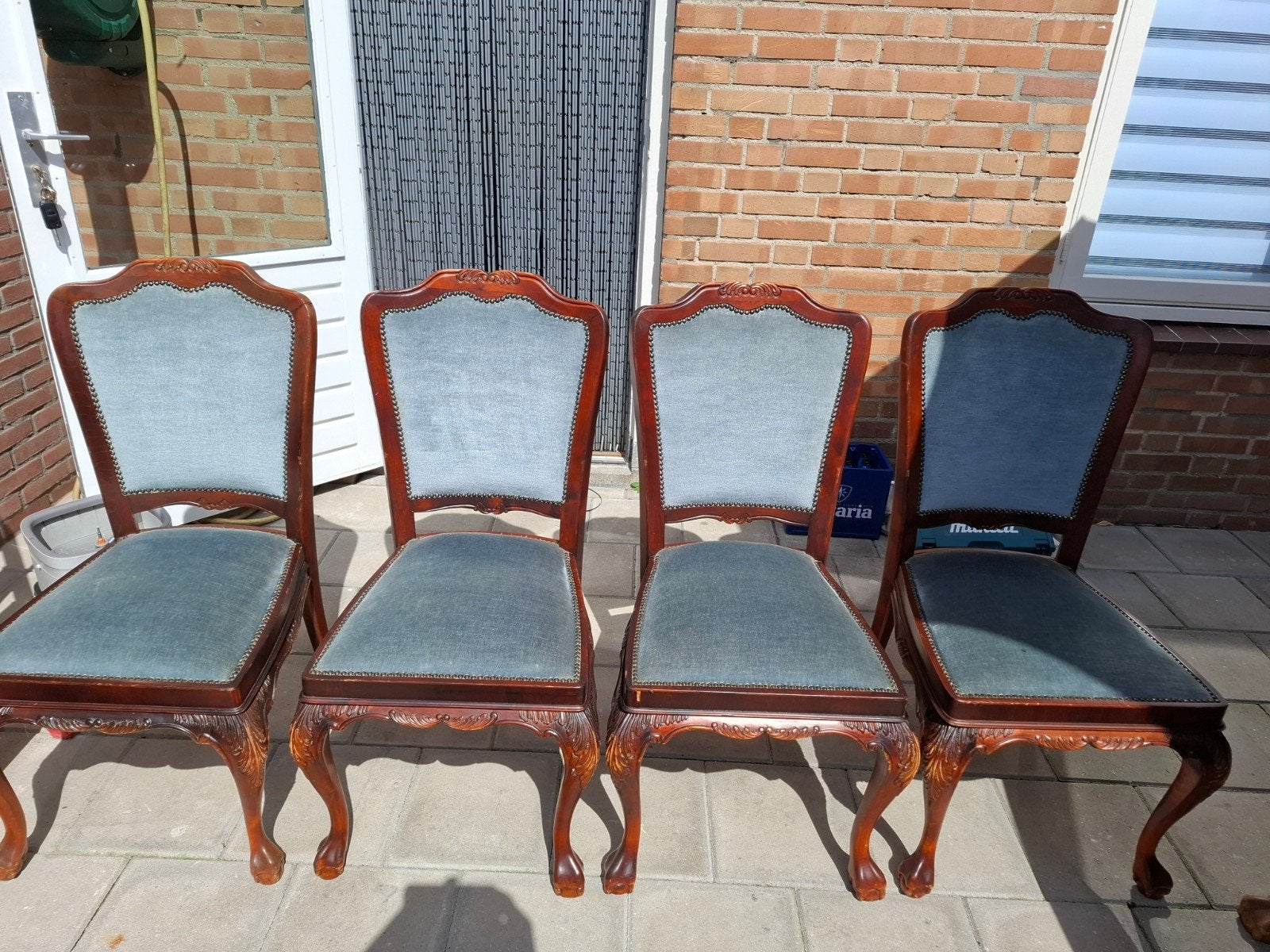 Set van 4 vintage stoelen met bewerkte poten, Ophalen