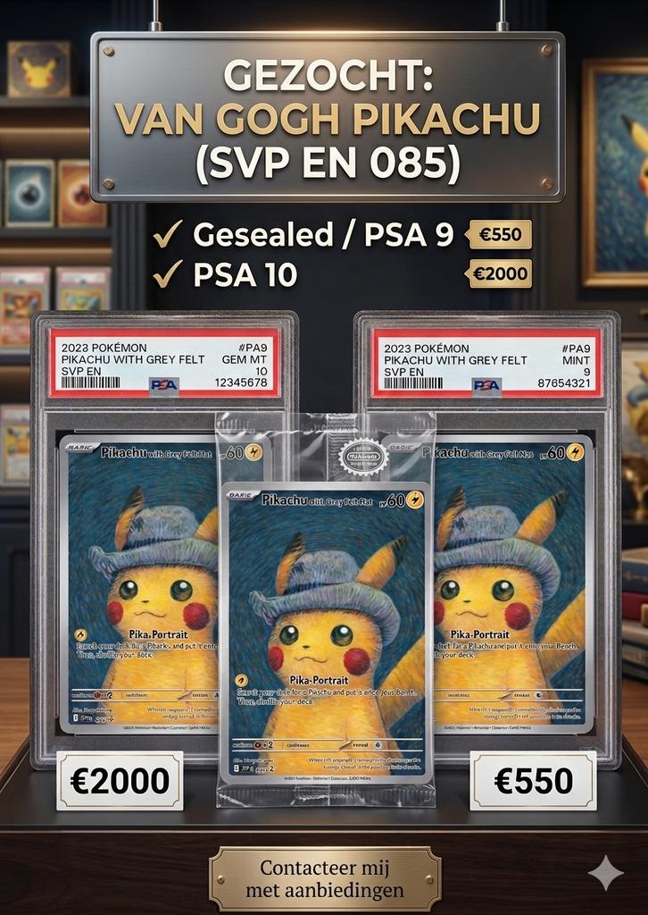 Gezocht:  Pikachu with Grey Felt Hat (Van Gogh) – SVP 085, Ophalen of Verzenden, Nieuw