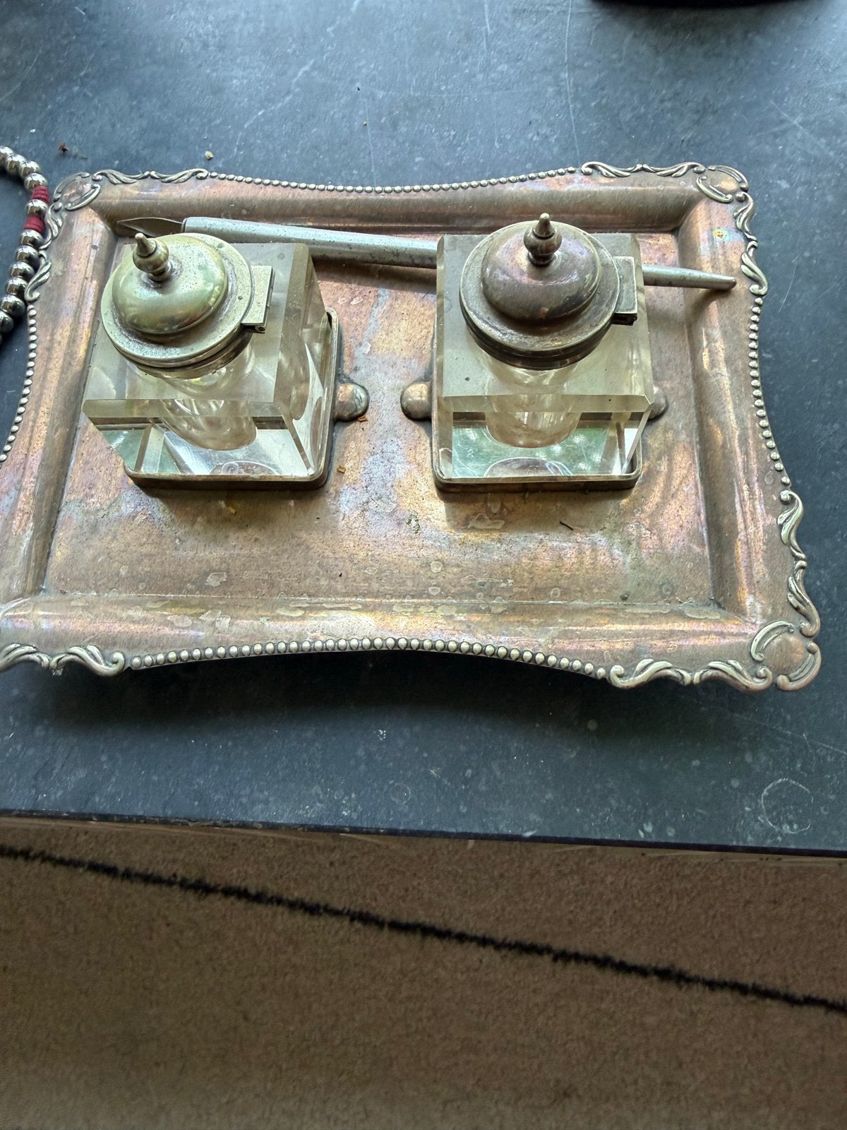 Antieke Inktstel ZILVER, Antiek en Kunst, Ophalen of Verzenden