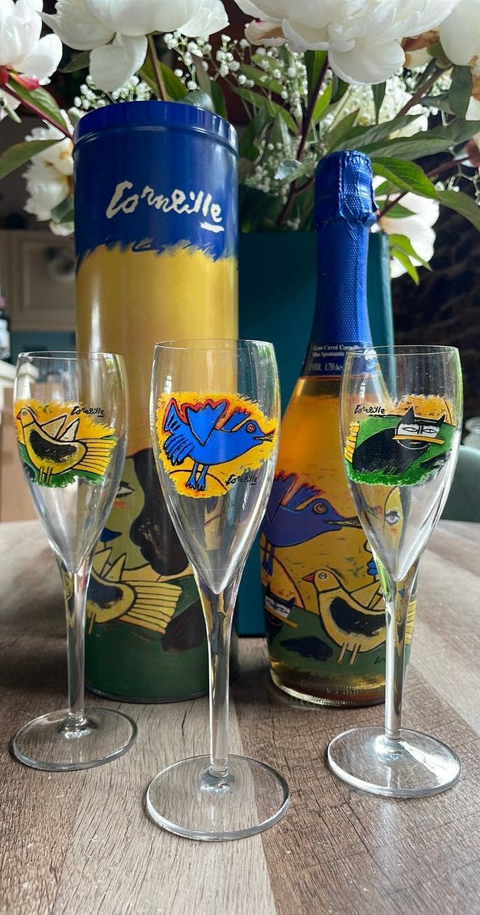 Verzamelobject Corneille set-fles/blikkoker/glazen ‘90, Verzenden, Gebruikt, Overige typen