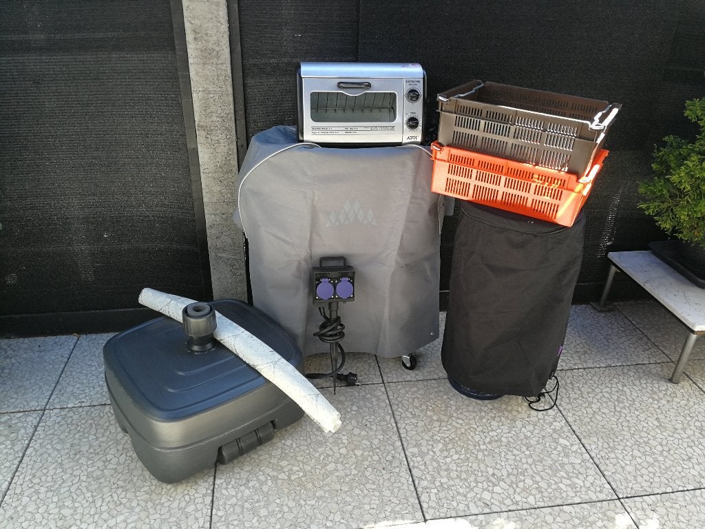 Kampeeraccessoires 7x vintage oranje, bruin kratje, oventje., Caravans en Kamperen, Kampeeraccessoires, Ophalen