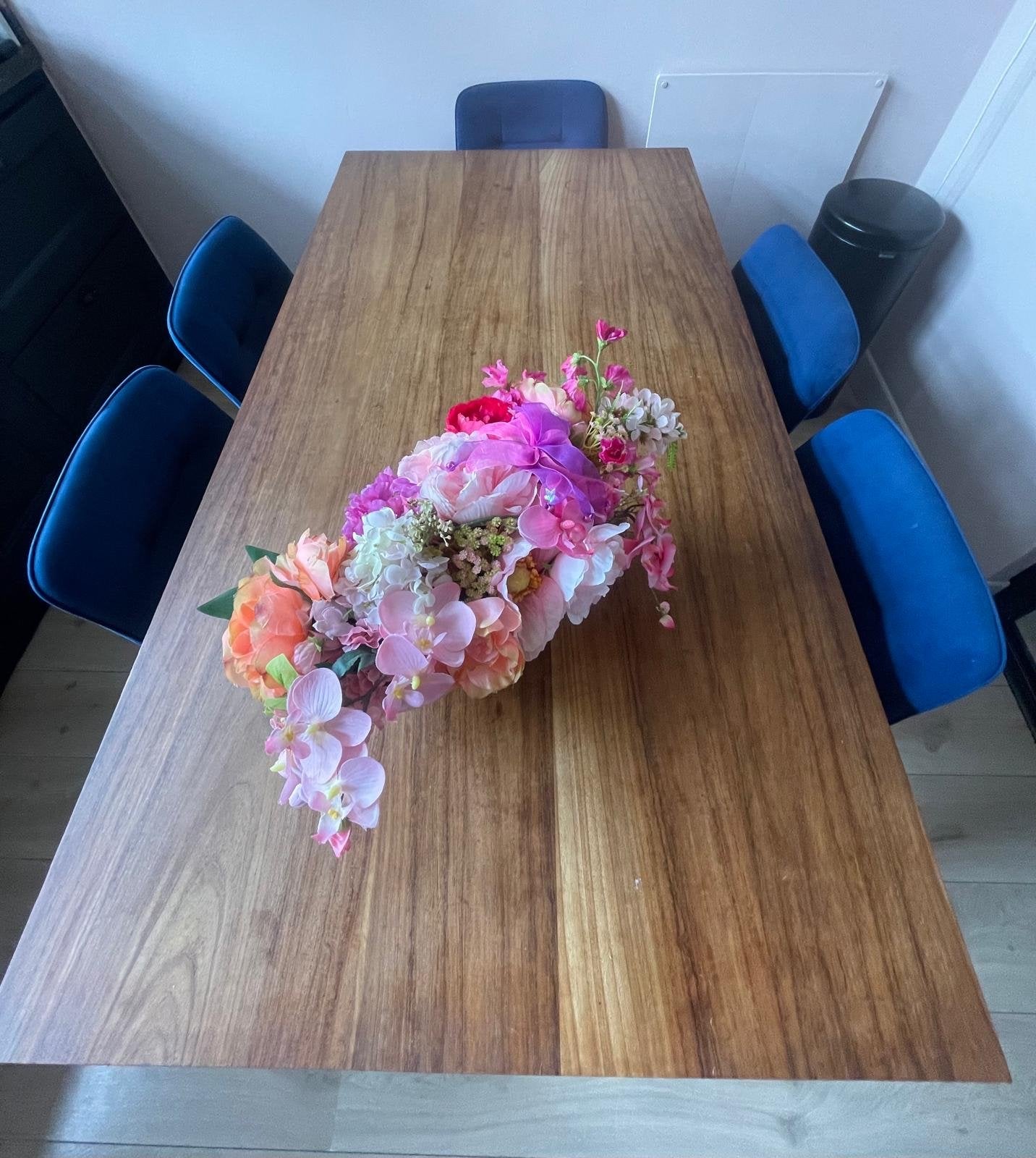 Massieve eiken eettafel 160x85 cm, Ophalen, Gebruikt, Eikenhout, 50 tot 100 cm