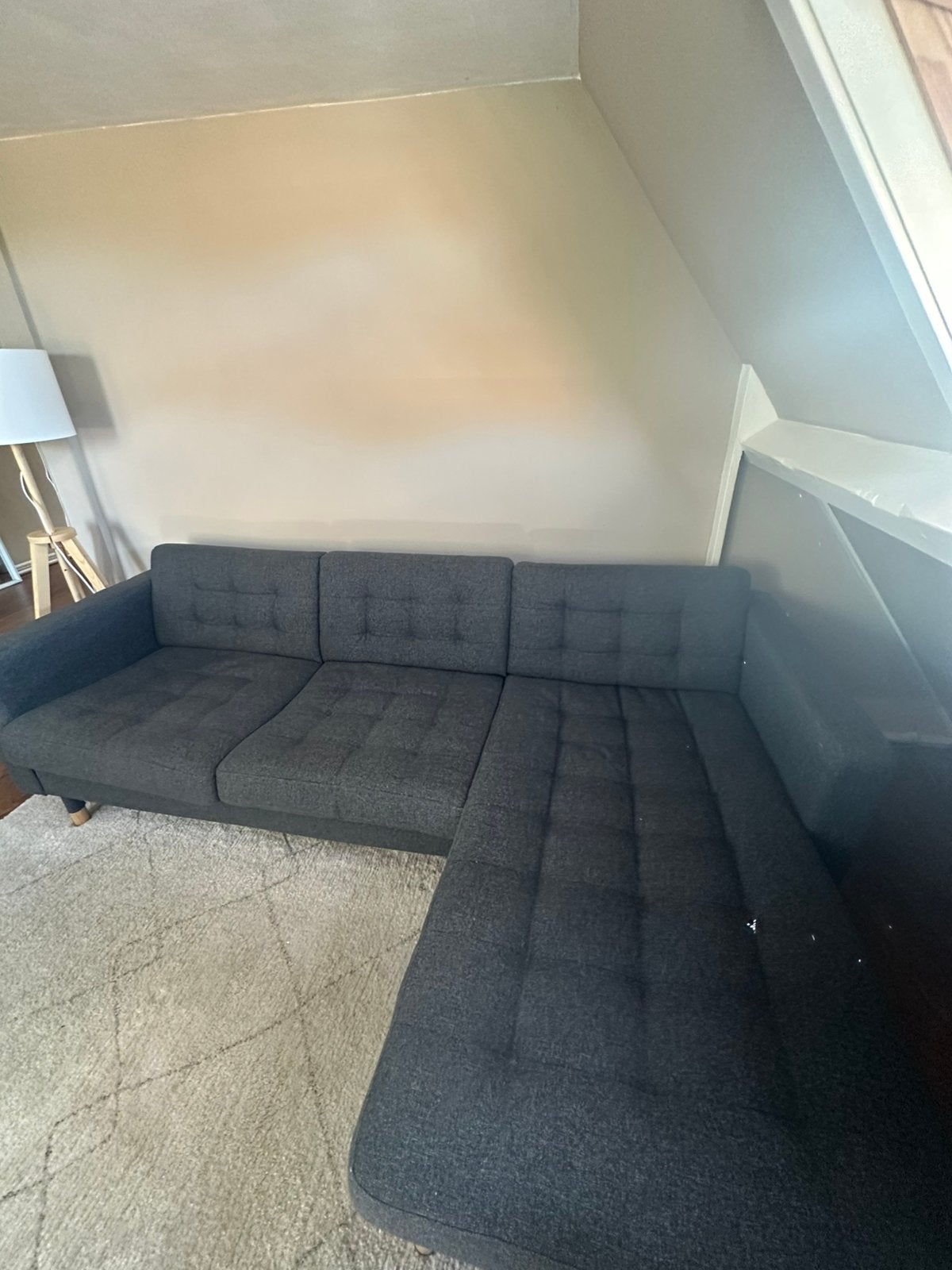 Landskrona 3-zitsbank met chaise longue, grijs, Ophalen, Gebruikt, 125 tot 150 cm, Driepersoons