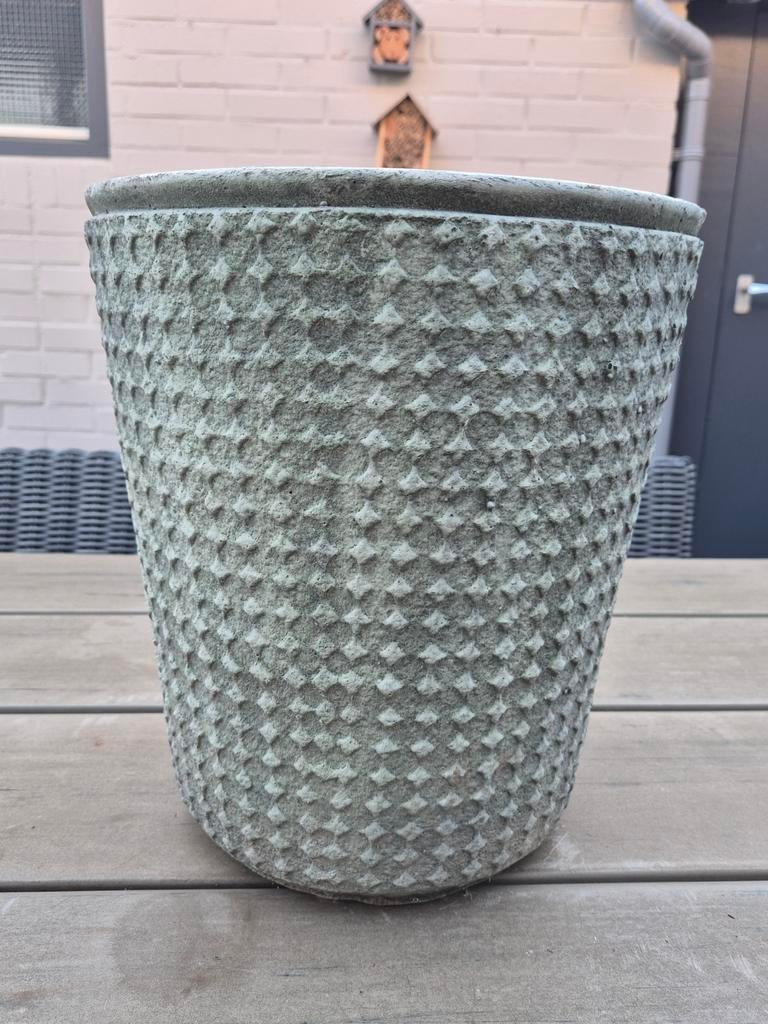 Groene bloempot voor buiten, 30cm diameter, Gebruikt, Rond, Minder dan 40 cm, Aardewerk