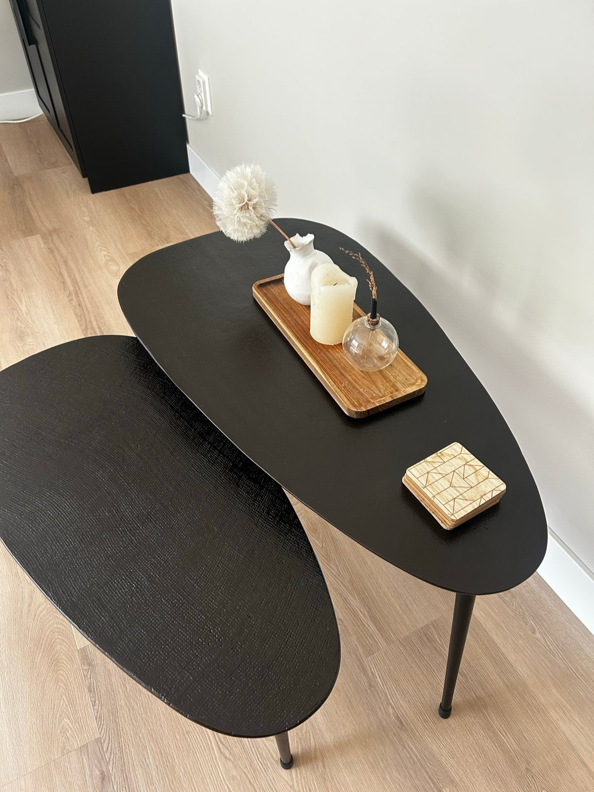 BePureHome Bijzettafel 'Triangle' Set van 2, zwart, 55 tot 75 cm, Zo goed als nieuw, Overige vormen, Hout