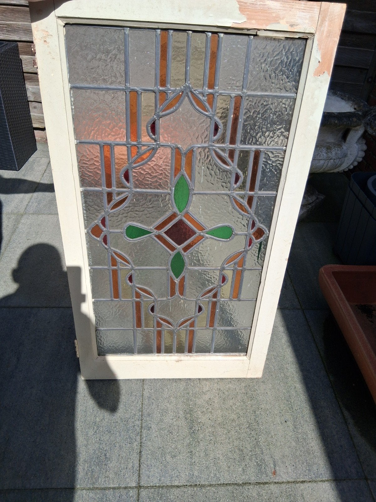 Antiek Glas in Lood Raam 50,00 euro per stuk u- Decoratief e, Ophalen, Gevelraam of Ruit, Gebruikt, Glas in lood