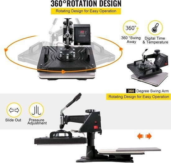 6-in-1 Heatpress Machine – Transferpers – Textielpers, Corvance B.V., Verzenden, Nieuw, Corvancebol@gmail.com