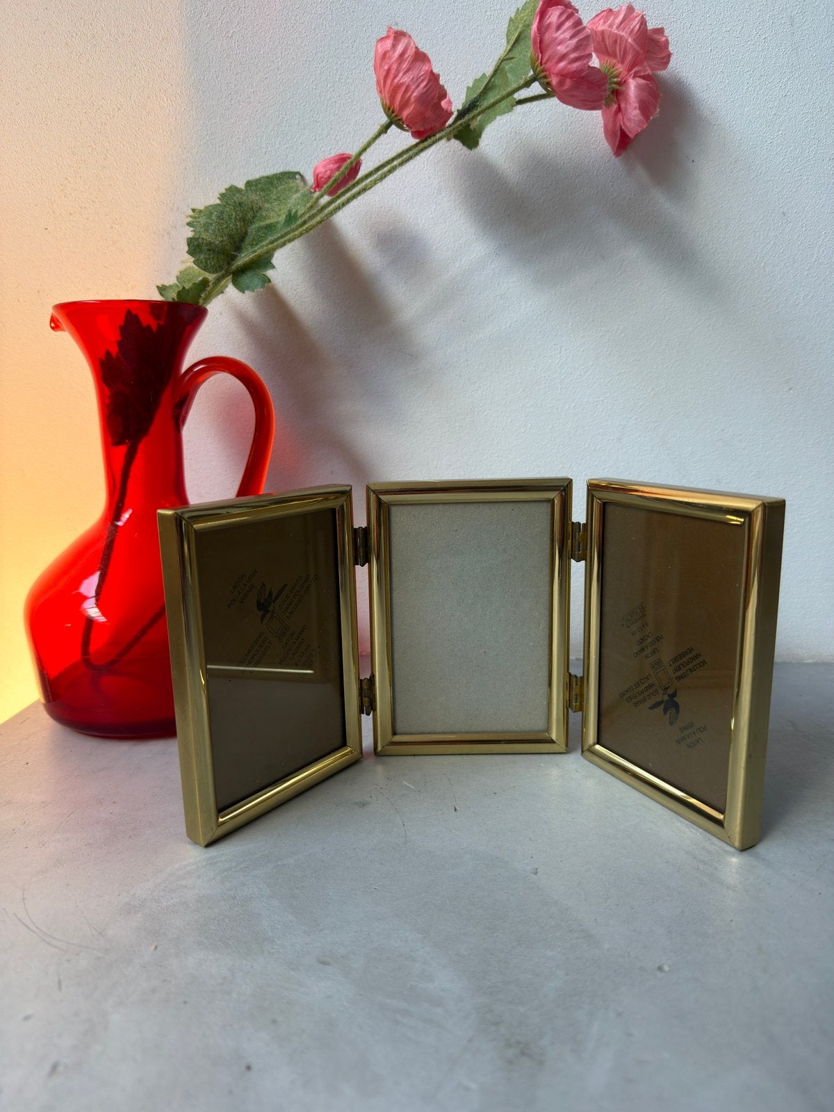 Vintage FOTOX driedelige fotolijst | massief messing 9x13, Met glas, Ophalen of Verzenden, Glas, Zo goed als nieuw
