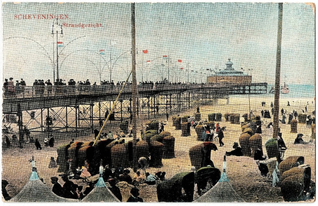 Scheveningen strandgezicht met pier, verstuurd 1912, Verzenden, Voor 1920, Gelopen, Zuid-Holland