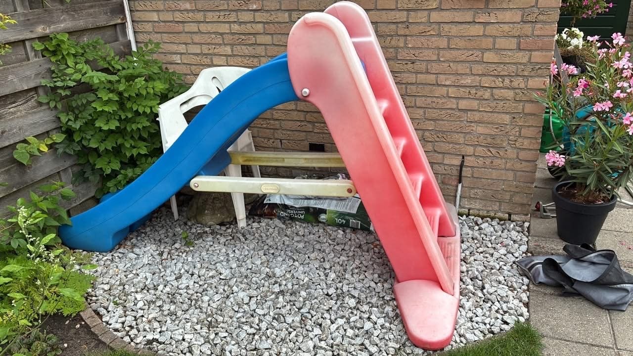 Kinderglijbaan - Blauw en roze speelglijbaan, Ophalen, Gebruikt, Glijbaan