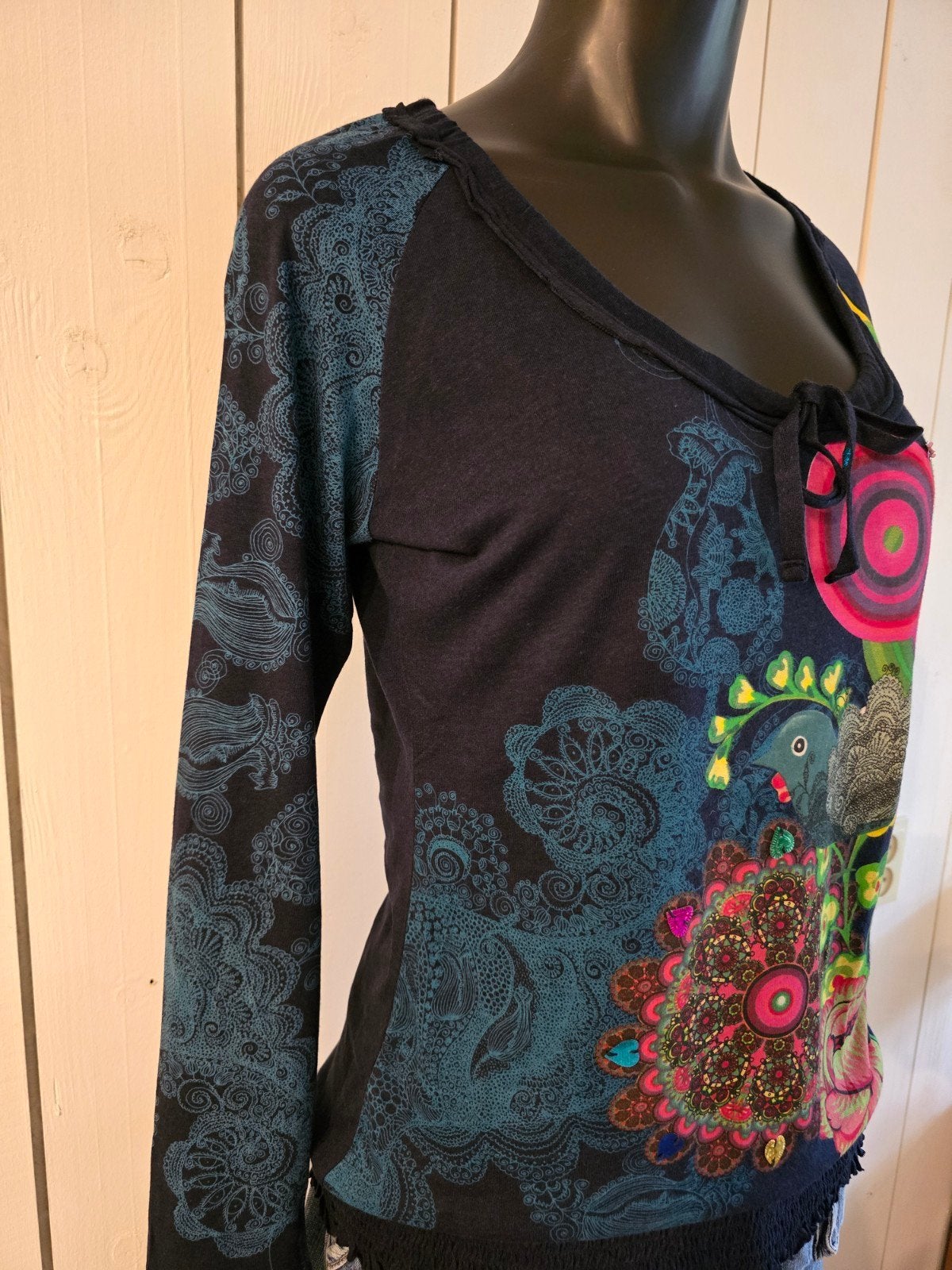 Desigual shirt lange mouw L blauw, Kleding | Dames, Blauw, Maat 42/44 (L), Ophalen of Verzenden, Zo goed als nieuw