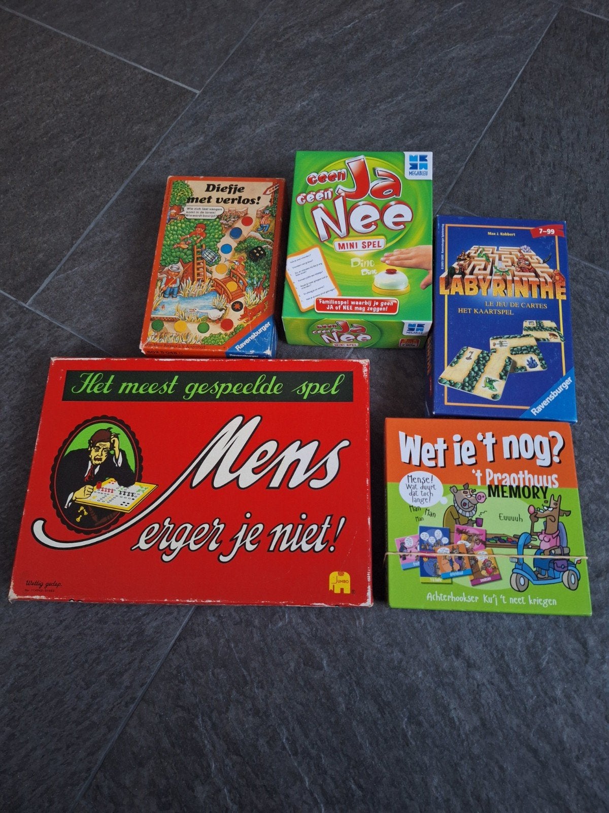 Diverse bordspellen en kaartspellen - ook los te koop!, Hobby en Vrije tijd, Een of twee spelers, Ophalen, Gebruikt, Diverse (Jumbo, Ravensburger, Megableu)