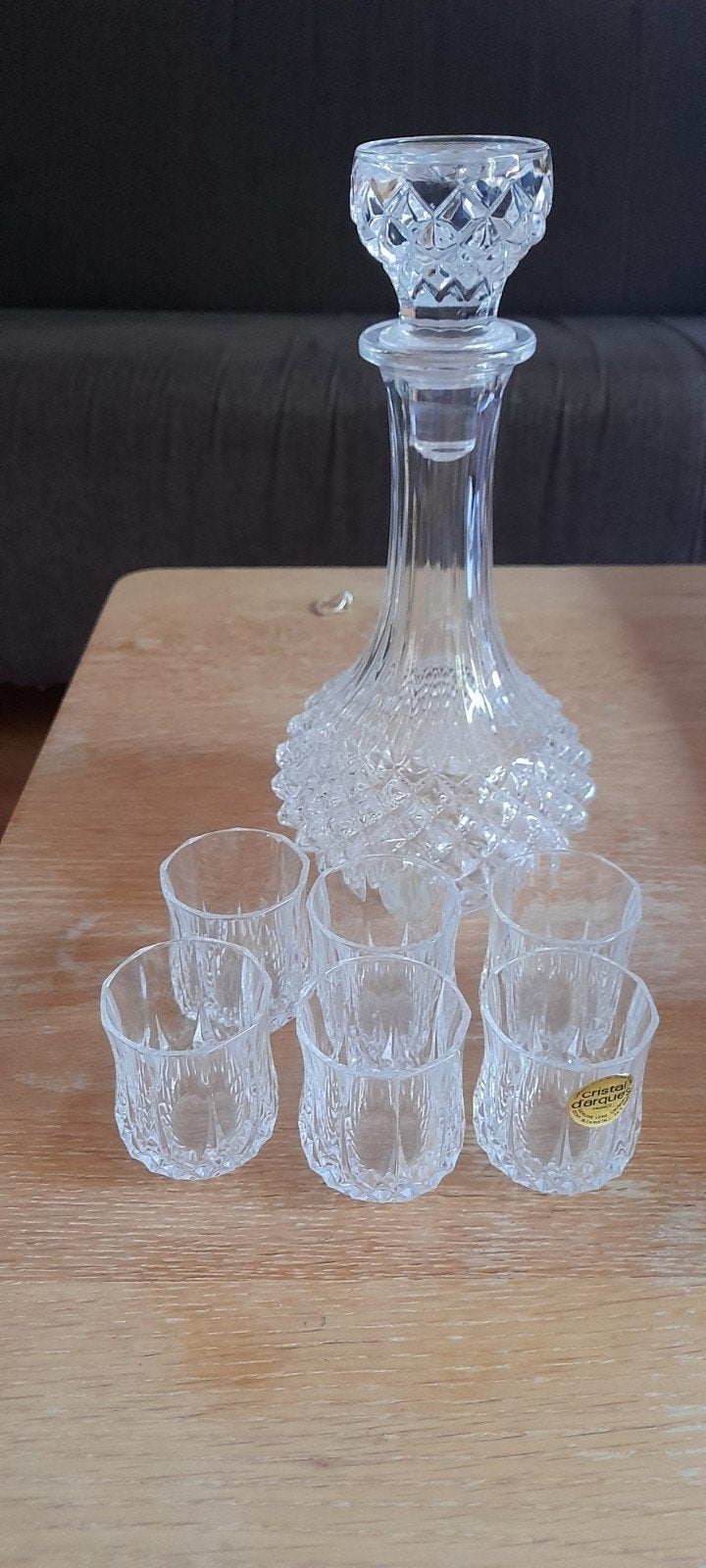 Cristal d'Arques karaf met 6 borrelglaasjes, Antiek en Kunst, Ophalen
