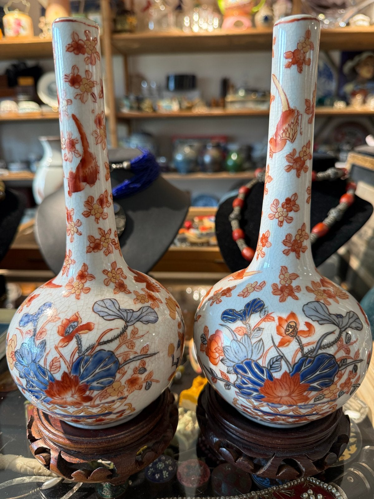 Prachtig paar Chinese  imari punt flesjes, Ophalen of Verzenden