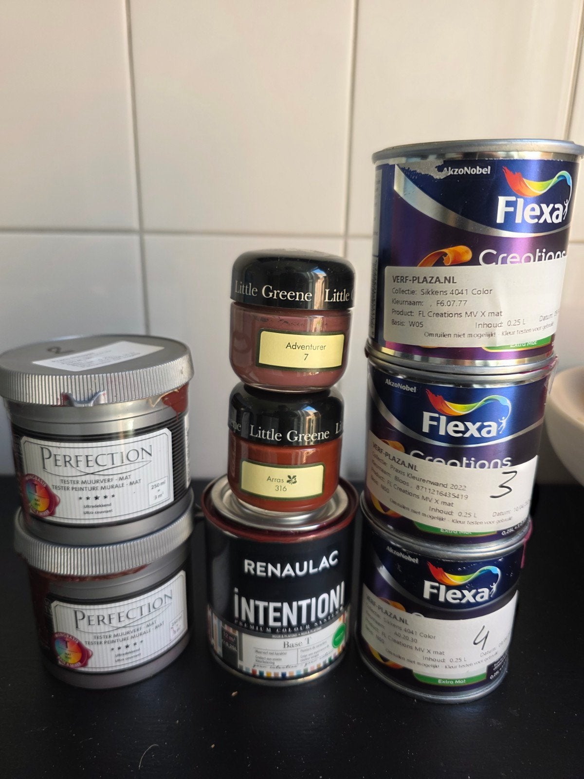 Diverse verf testers / proef (kleurtinten aubergine / bordea, Minder dan 5 liter, Ophalen, Paars