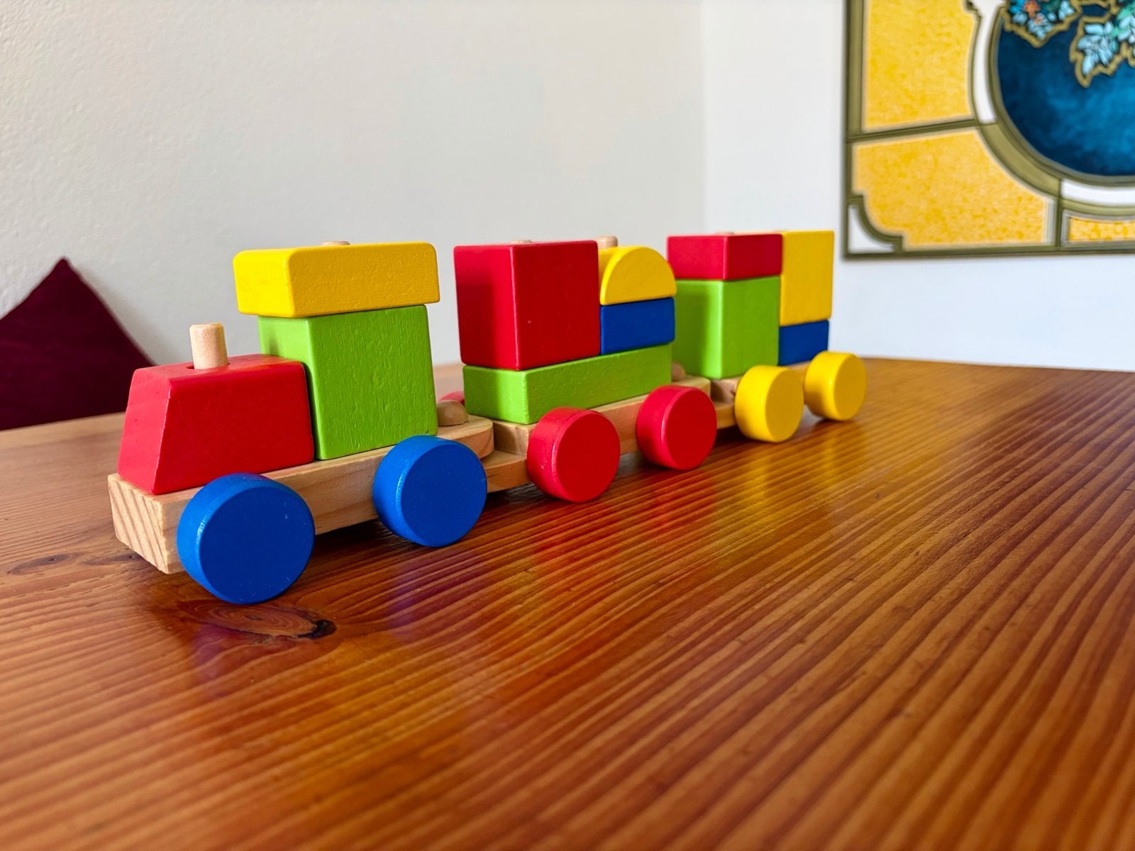 Houten trein met blokken - Addo, Ophalen of Verzenden, Gebruikt, Duw- of Trekspeelgoed