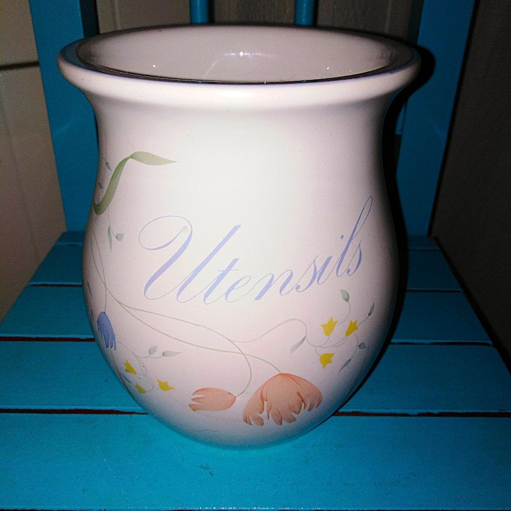 Engelse Utensils/spatel pot Cloverleaf Tulip Swirl keramiek, Ophalen, Gebruikt, Steen/keramiek, Pot, Bus of Blik