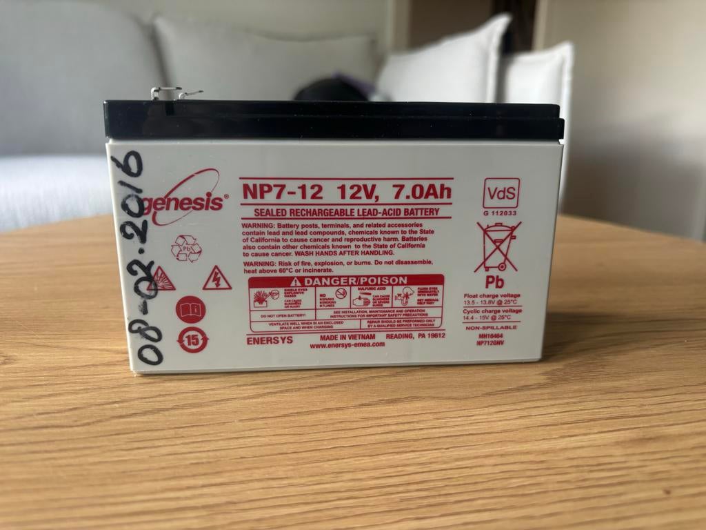 12V 7Ah accu (Genesis NP7-12) (noodstroom / alarmsysteem), Ophalen, Gebruikt