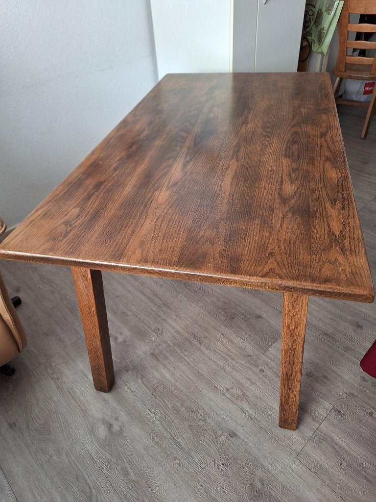 Eiken eettafel, Ophalen, Gebruikt, 100 tot 150 cm, Eikenhout