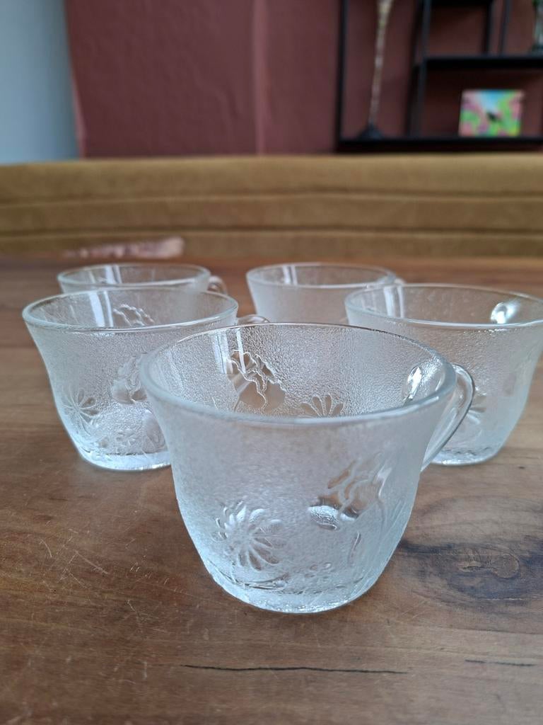 Vintage Arcoroc France Klaproos Kopjes - Set van 5, Ophalen of Verzenden