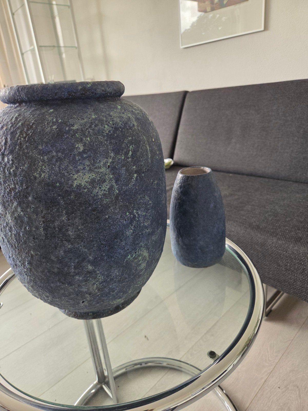 Set van 2 decoratieve vazen in blauw/groen, Ophalen