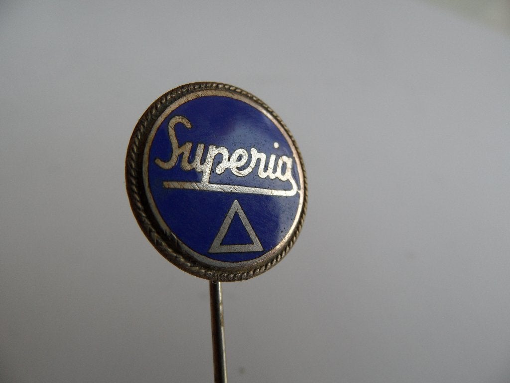 Superia oldtimerbromfiets speld, geëmailleerd, Ophalen of Verzenden, Gebruikt, Merk, Speldje of Pin
