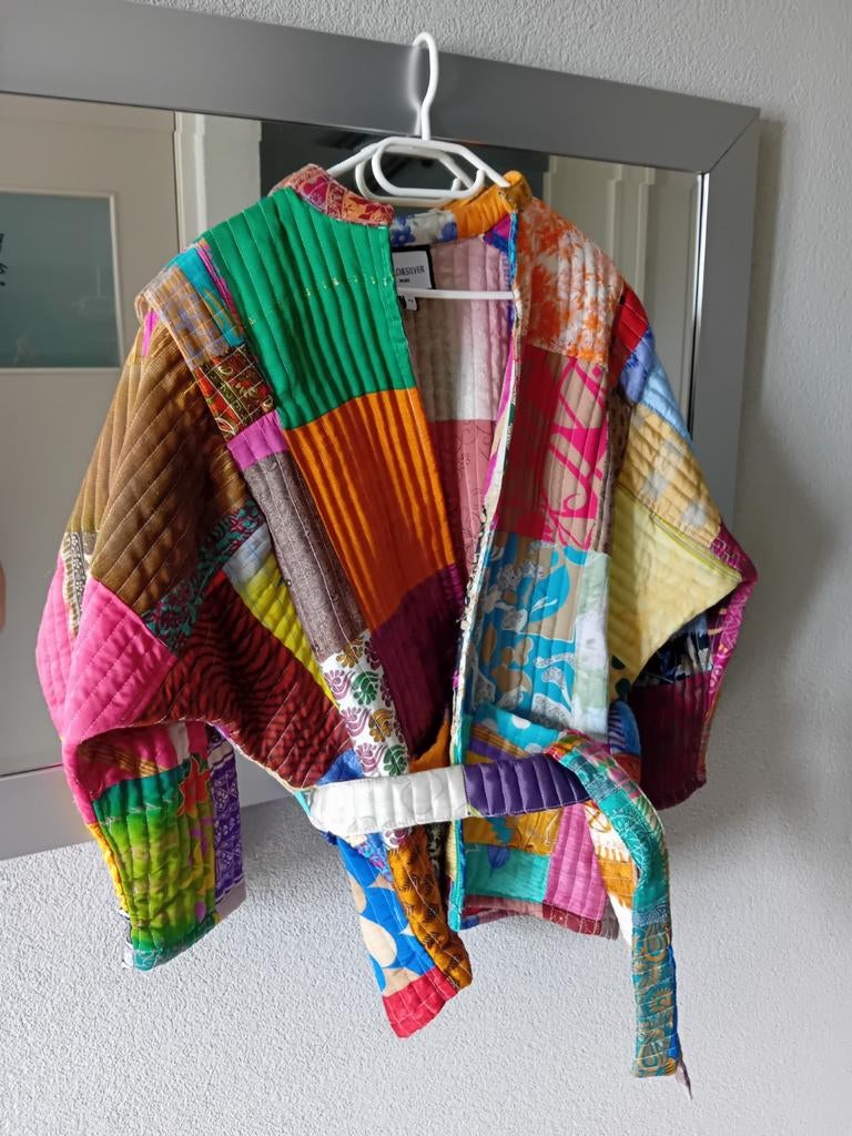 Gold&Silver Patchwork Jas met Centuur - Kleurrijk & Uniek, Maat 38/40 (M), Overige kleuren, Gold&Silver, Ophalen of Verzenden