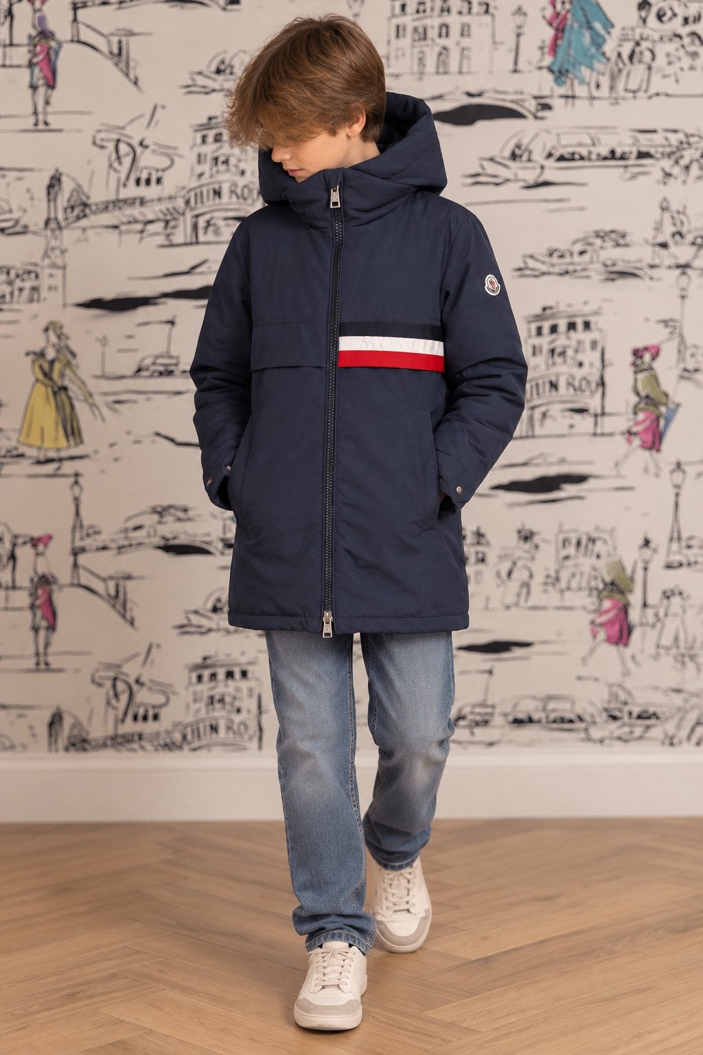 Moncer navy jongens winterjas dons maat 12 (790 euro), Moncler EU, Verzenden, Nieuw, Moncler