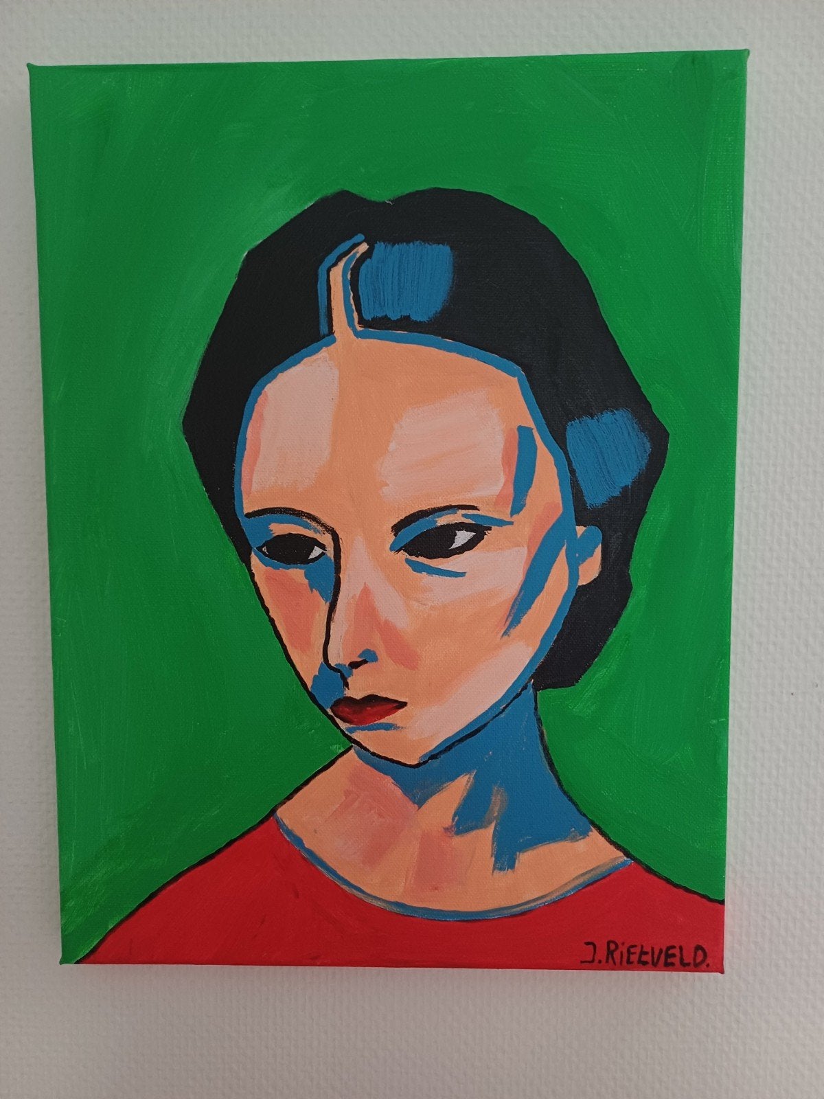 schilderij 30x40cm acryl gesigneerd, Antiek en Kunst, Ophalen