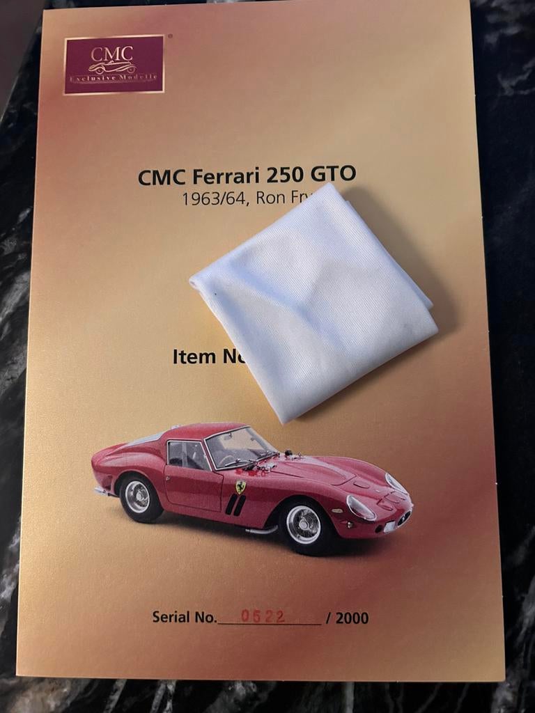 CMC Ferrari 250 GTO Rood zgan inclusief ovp, Hobby en Vrije tijd, Modelauto's | 1:18, Ophalen of Verzenden, Zo goed als nieuw