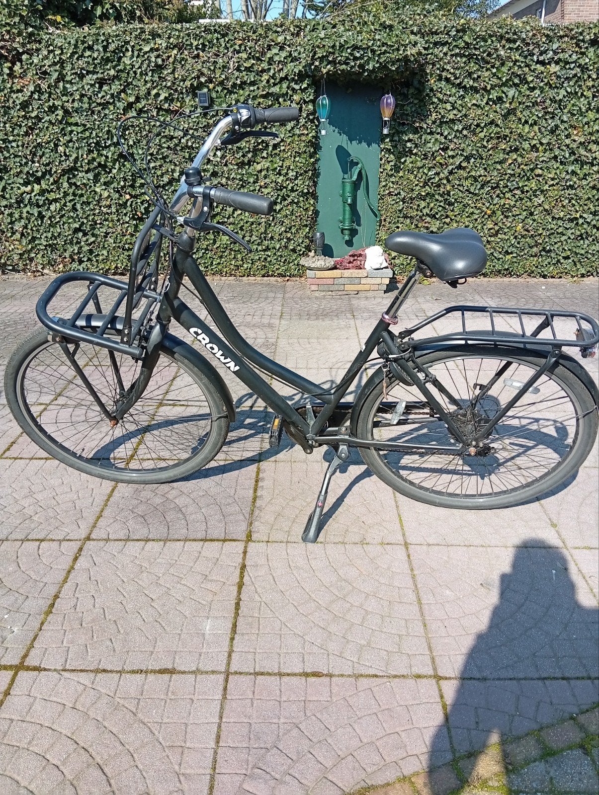 Crown Transportfiets Dames - Zwart, Gebruikt, Velgrem, Versnellingen, 50 tot 53 cm