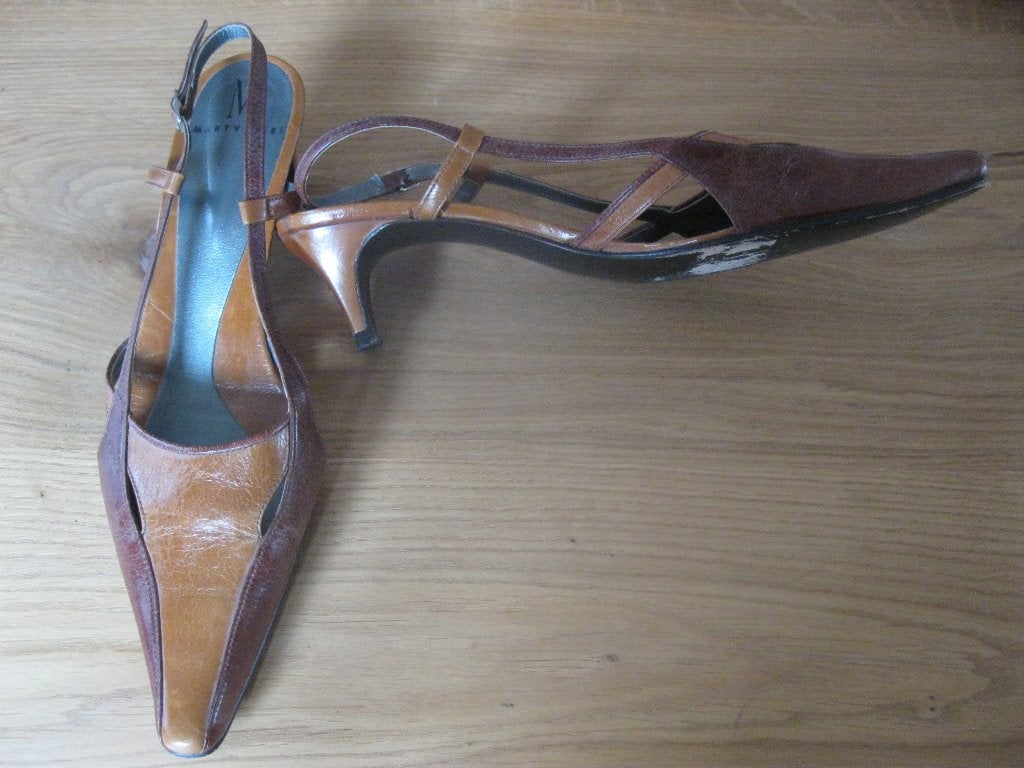 Mart Visser leren pumps /open hak:mt 39.5(6.5), Bruin, Mart Visser, Zo goed als nieuw, Sandalen of Muiltjes