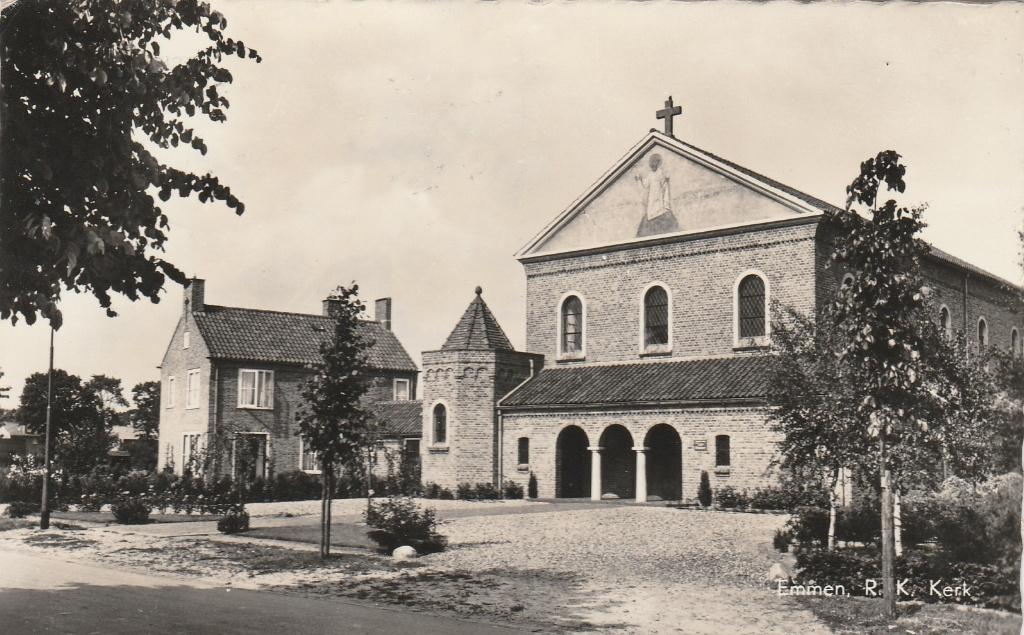 Emmen    R.K.Kerk, Ophalen of Verzenden, 1940 tot 1960, Gelopen, Drenthe