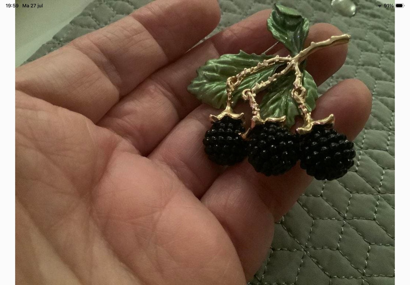 Prachtige vintage broche emaille, Overige materialen, Verzenden, Zo goed als nieuw, Goud