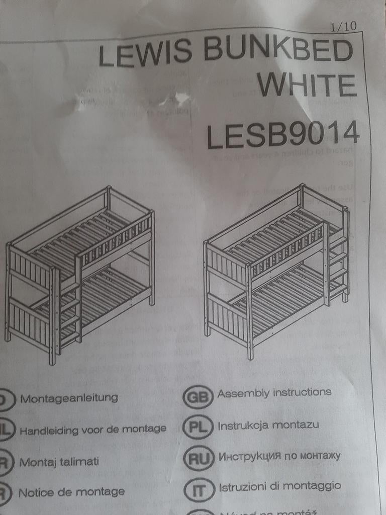 Lewis Stapelbed Vipack - Wit (LEB9014), Gebruikt, 90 cm, 160 tot 180 cm, Tweepersoons