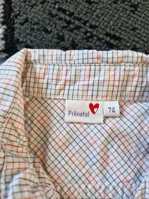 Wit gekleurd geblokt overhemd Maat 74 h3, Kinderen en Baby's, Babykleding | Maat 74, Onbekend, Ophalen of Verzenden, Zo goed als nieuw