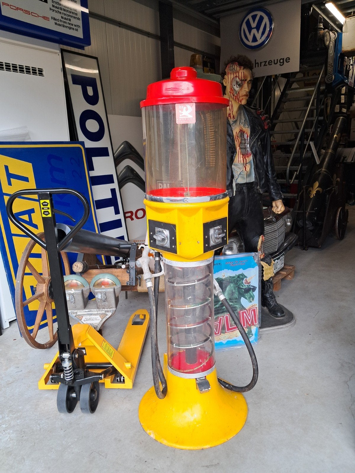 Oude grote Benzinepomp kauwgomballen automaat +150cm, Verzamelen, Ophalen, Eu, Gebruikt, Eu