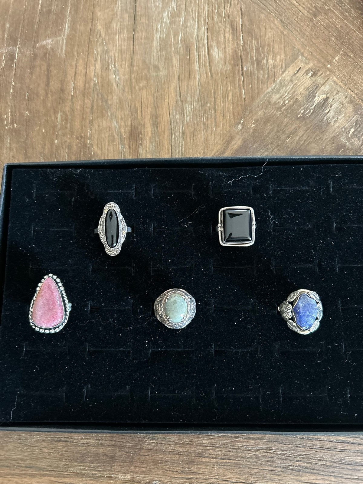 Set zilveren ringen met edelstenen, Gebruikt, Ophalen of Verzenden, 17 tot 18, Met edelsteen