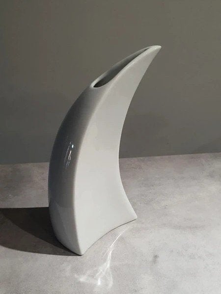 Lindner design vaas – sculpturaal porselein (Germany), Ophalen of Verzenden, Wit