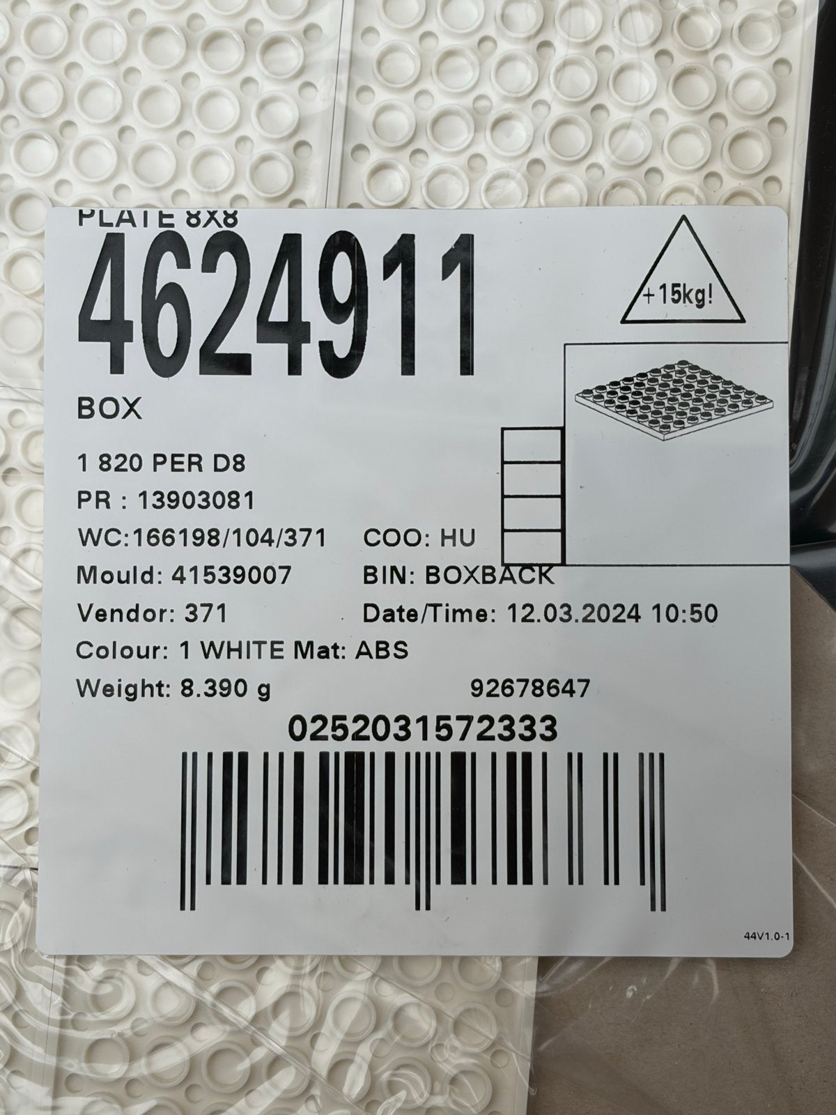 Witte lego bouwplaat 8x8 - Nieuw in doos, Ophalen, Nieuw, Overige merken