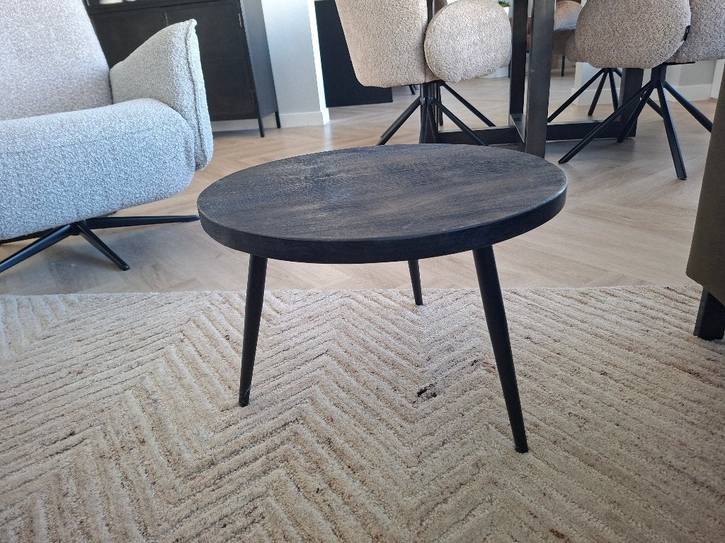 Zwart salontafeltje, Ophalen, 50 tot 100 cm, Rond, 50 tot 100 cm