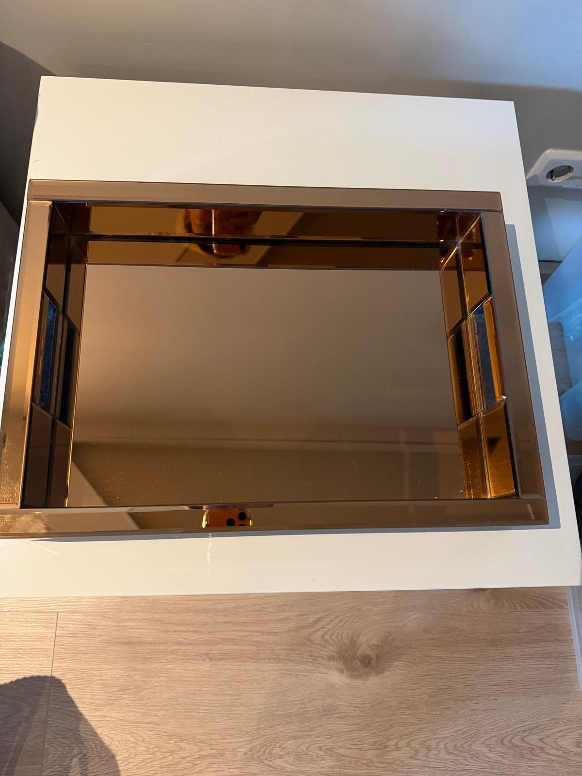Gouden spiegel dienblad, Ophalen, Met spiegel, Zo goed als nieuw, Dienblad